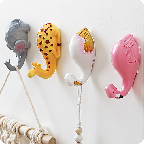 

Cartoon Creative Wall Decorations Animal Head Shaped Single Wall Hook/Hanger Resin Material for Hanging Clothes Coat Hats Keys Bags 2pc