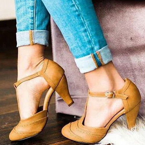 

Women's Heels Spring & Summer Chunky Heel Pointed Toe Daily PU Black / Yellow / Beige