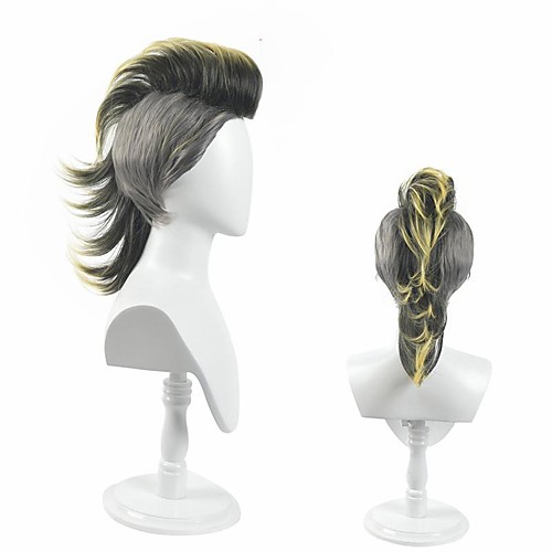 

Demon Slayer: Kimetsu no Yaiba Cosplay Cosplay Wigs Men's Layered Haircut 14 inch Heat Resistant Fiber Curly Black Teen Adults' Anime Wig