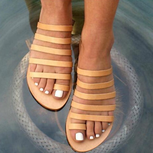 

Women's Sandals Flat Sandal Summer Flat Heel Open Toe Daily PU Black / Yellow