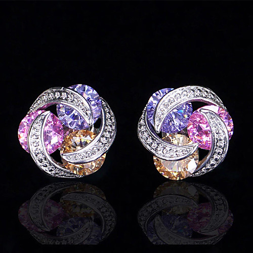

Women's Stud Earrings Hoop Earrings Hollow Out Luxury Classic Earrings Jewelry Purple / Yellow / Blushing Pink For Party Evening Gift Formal Date 1 Pair