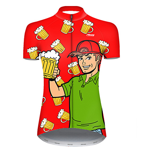

21Grams Women's Short Sleeve Cycling Jersey Polyester Red / Yellow Funny Oktoberfest Beer Bike Jersey Top Mountain Bike MTB Road Bike Cycling Breathable Quick Dry Ultraviolet Resistant Sports