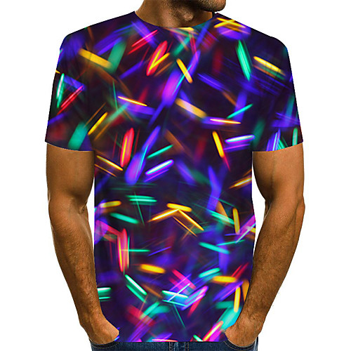 

Men's T shirt 3D Plus Size Print Short Sleeve Daily Tops Basic Rainbow