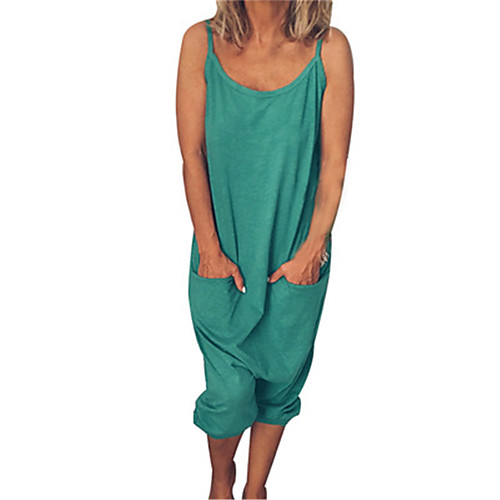 

Women's Street chic Blushing Pink Red Green Jumpsuit Onesie, Solid Colored Backless S M L