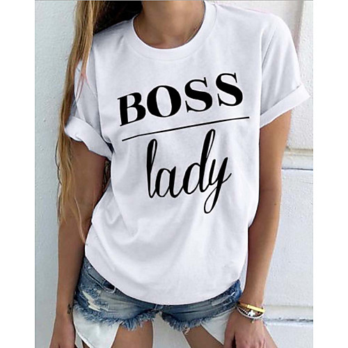 

Women's Letter T-shirt Daily Weekend White / Black / Red / Blushing Pink / Light Green / Gray