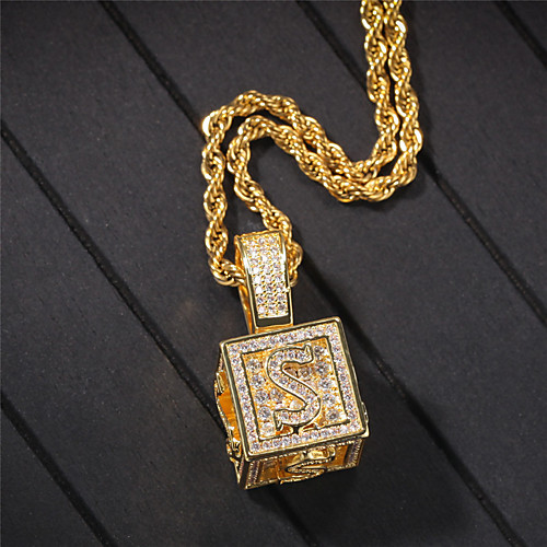 

Men's AAA Cubic Zirconia Necklace Pave Number Letter Statement Unique Design Trendy Fashion Copper Gold Silver 46 cm Necklace Jewelry 1pc For Party Evening Street Birthday Party