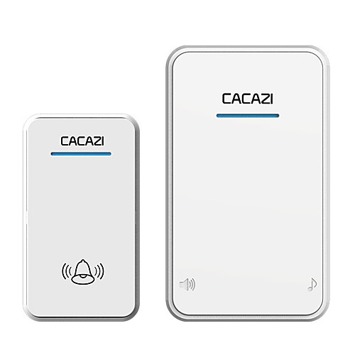 

CACAZI white/Black Long Range Wireless Doorbell DC Battery-operated 300M Remote 48 Chimes 6 Volume LED Light Home Cordless Bell