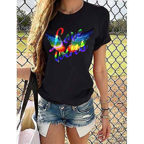 

Women's Rainbow Graphic Pride Day Print T-shirt Basic Casual / Daily Black