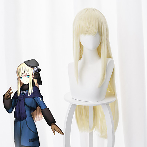 

Fate / Grand Order FGO Cosplay Wigs Women's Neat Bang 35 inch Heat Resistant Fiber kinky Straight Yellow Adults' Anime Wig