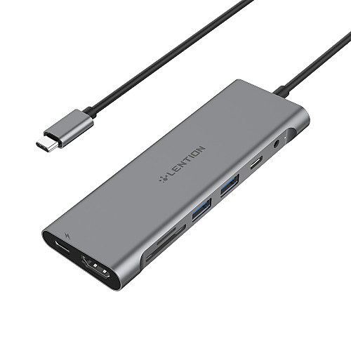 

LENTION CB-TP-C37HACR-1M 8 Ports USB Hub High Speed USB 3.0 Type C to HDMI 2.0 / USB 3.0 Type C / SD Card / TF Card LED Indicator Support Power Delivery Function Thunderbolt 3