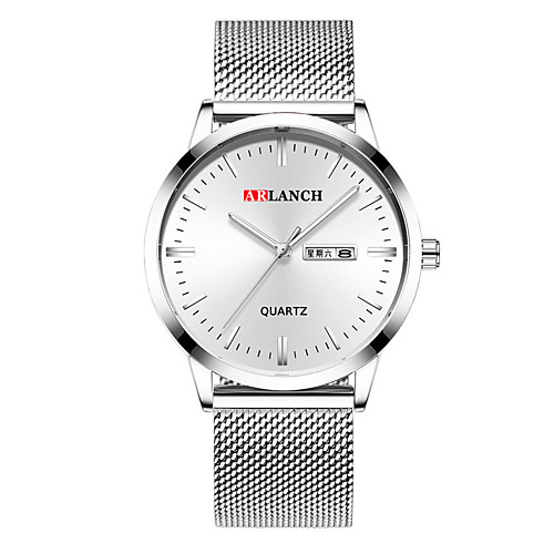 

Men's Steel Band Watches Quartz Stainless Steel 30 m Water Resistant / Waterproof Calendar / date / day Day Date Analog Fashion Cool - Black / Silver BlackGloden WhiteSilver One Year Battery Life
