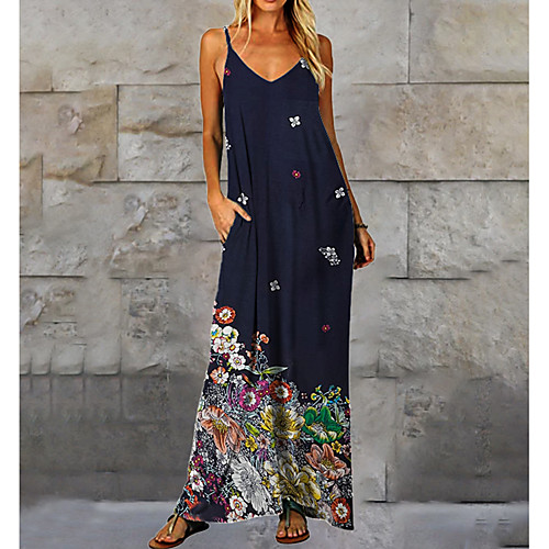 

Women's Shift Dress Knee Length Dress - Sleeveless Geometric Print Summer Casual Daily 2020 Navy Blue M L XL XXL XXXL