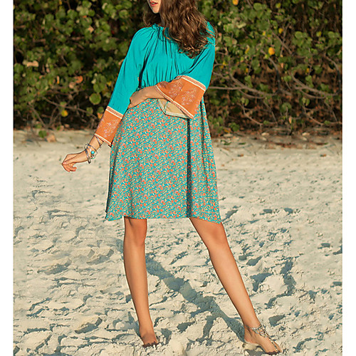 

Women's Mini Sundress Dress - Long Sleeve Print Summer Elegant 2020 Green M L XL XXL