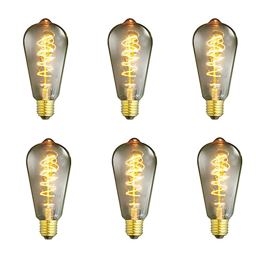 

6pcs / 4pcs 40 W E26 / E27 ST64 Warm White Retro / Creative / Dimmable Incandescent Vintage Edison Light Bulb 220-240 V