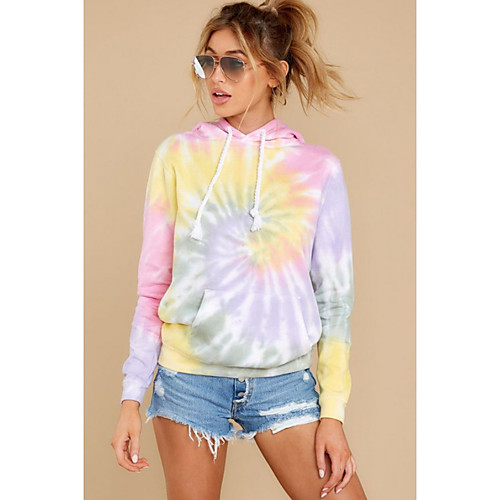 

Women's Hoodie Tie Dye Basic Rainbow S M L XL XXL