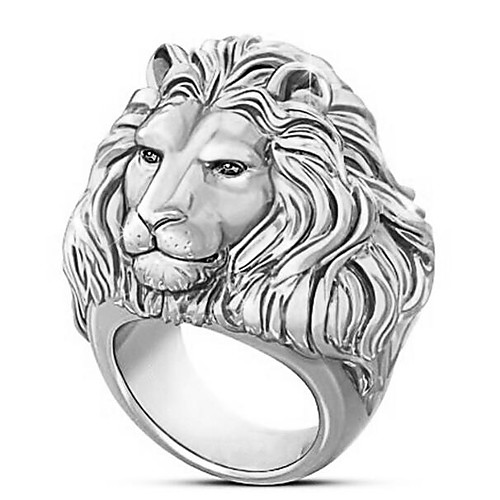 

Men's Ring Belle Ring 1pc White Yellow Gold Plated Silver-Plated Alloy Irregular Statement Luxury Party Evening Gift Jewelry Geometrical Lion Wearable