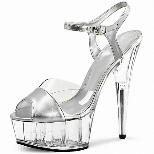 

Women's Sandals Summer Stiletto Heel Peep Toe Daily PU Silver