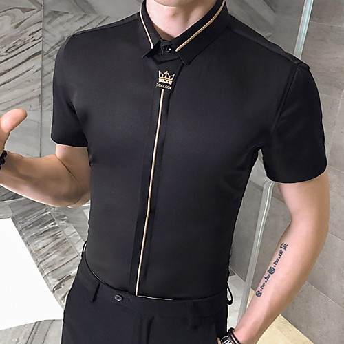 

Men's Solid Colored Shirt Daily White / Black / Short Sleeve