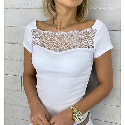 

Women's Solid Colored Blouse Daily Weekend White / Black / Gray