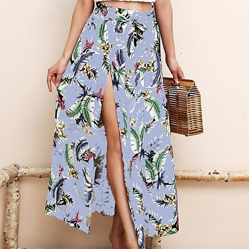 

Women's A Line Skirts - Floral Light Blue S M L