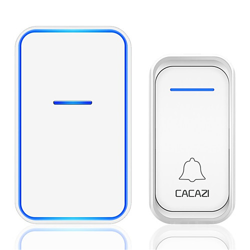 

CACAZI Home Waterproof Wireless Doorbell 1 Button 1 Receiver 300M Remote Intelligent LED Light Door Bell Wireless Chime