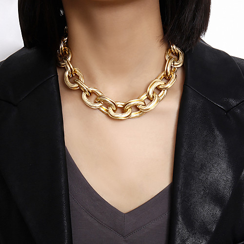 

Women's Choker Necklace Chain Necklace Statement Necklace Stacking Stackable XOXO Vertical / Gold bar Precious Statement Simple Basic Punk Gold Plated Chrome Gold 417 cm Necklace Jewelry For