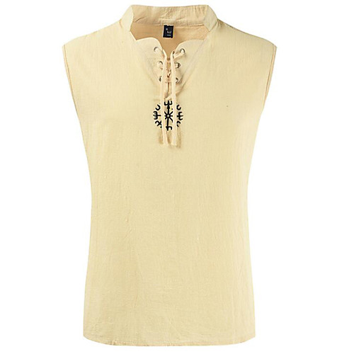 

Men's T shirt Solid Colored Print Sleeveless Daily Tops Basic Vintage White Army Green Beige