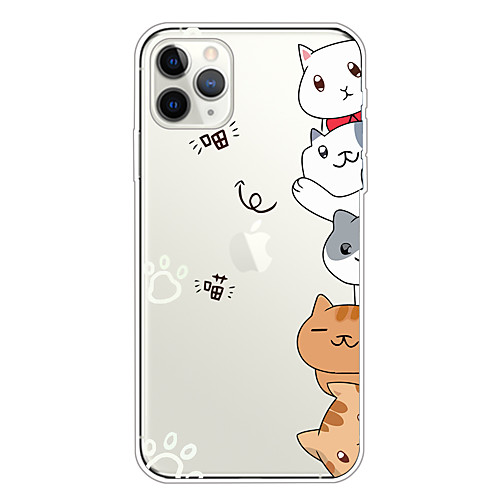 

Case For Apple iPhone 11/11 Pro/11 Pro Max/XS/XR/XS Max/8 Plus/7 Plus/6S Plus/8/7/6/6s/SE/5/5S Transparent Pattern Back Cover Cute Cat Soft TPU