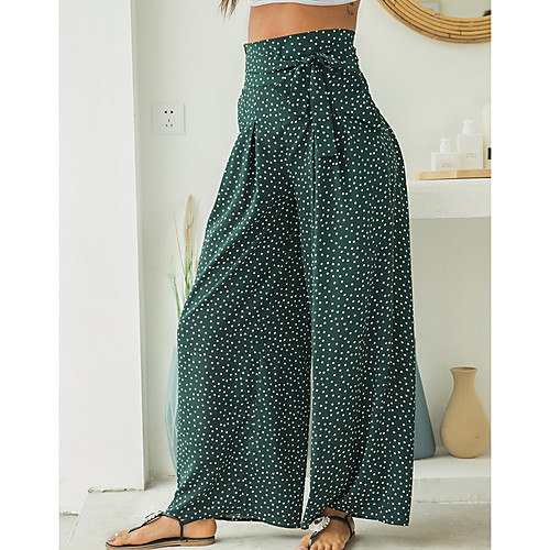 

Women's Active Basic Wide Leg Pants Polka Dot Blue Red Green