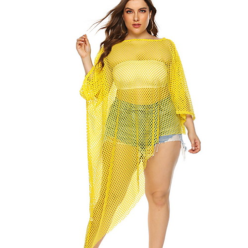 

Women's Yellow Cover-Up Swimwear Swimsuit - Solid Colored XL XXL XXXL Yellow