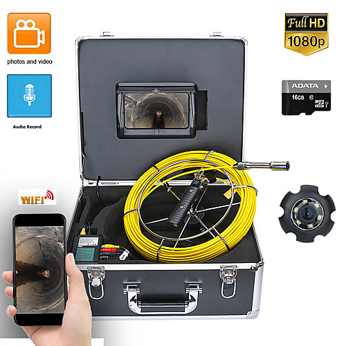 

7inch DVR 50M HD1080P Drain Sewer Pipeline Industrial Endoscope Pipe Inspection Video Camera with DVR Video Recording / WIFI Wireless / Photo Editing