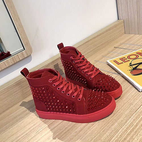 

Women's Sneakers Summer Flat Heel Round Toe Daily Canvas Black / Red