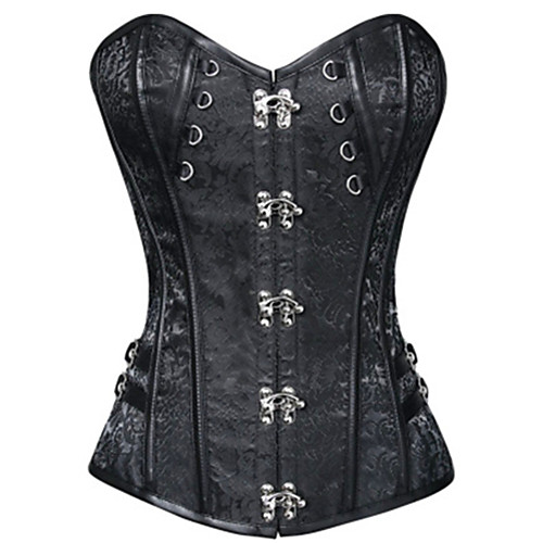 

Women's Hook & Eye Overbust Corset - Jacquard Brown Black S M L