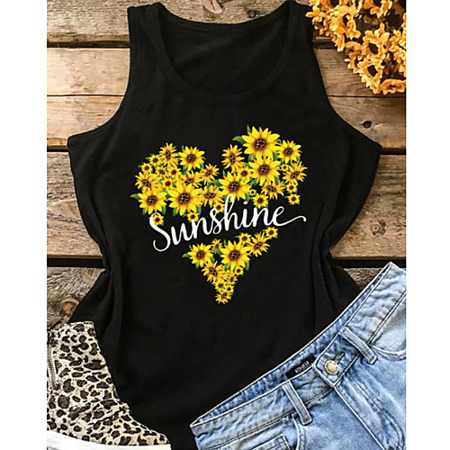 

Women's Geometric Sun Flower Tank Top Daily Weekend Black
