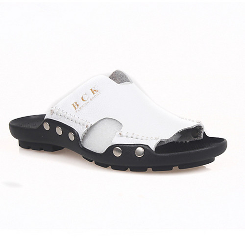 

Men's Summer Casual Daily Slippers & Flip-Flops Leather Non-slipping Booties / Ankle Boots Yellow / White
