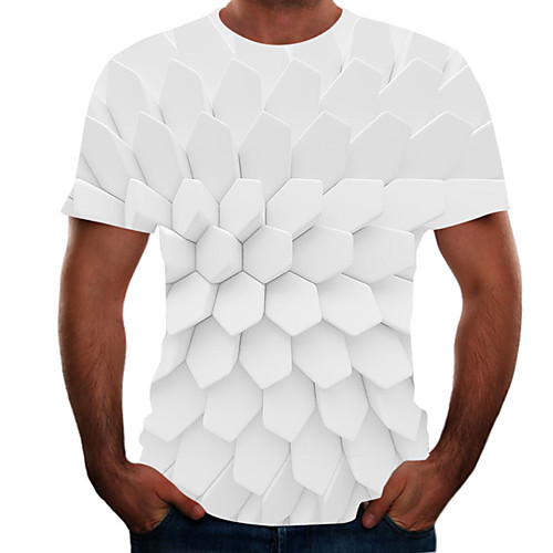 

Men's T shirt Shirt Color Block 3D Animal Plus Size Short Sleeve Going out Tops Basic Round Neck Rainbow