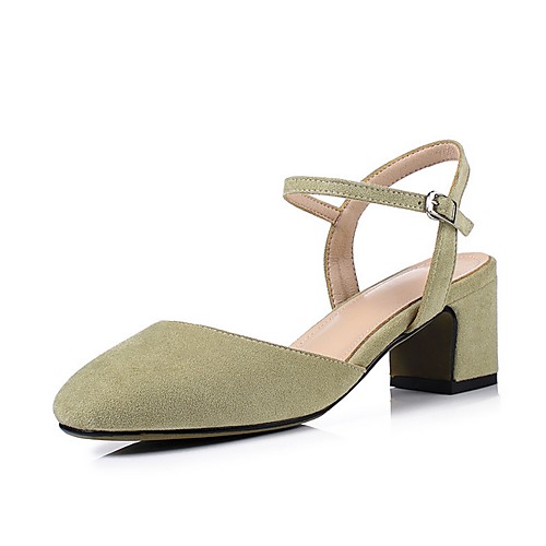 

Women's Sandals Summer Chunky Heel Pointed Toe Daily Suede Black / Pink / Green