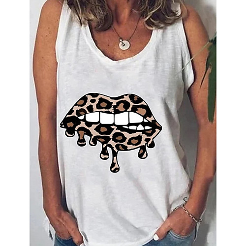 

Women's Geometric T-shirt Daily White / Gray
