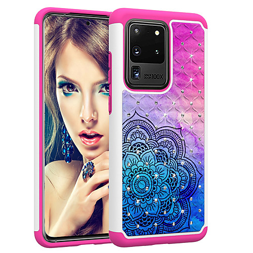 

PC TPU 2in1 Rhinestone Taping Cover Gradient Flower Phone Case For Samsung Galaxy S20 S20PLUS S20Ultra S10 S10E S10P S9 S9P S8 S8P