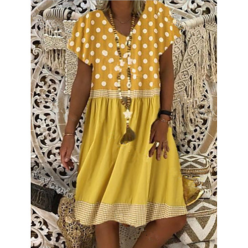 

Women's Shift Dress - Short Sleeves Floral Summer Elegant 2020 White Yellow S M L XL XXL XXXL XXXXL XXXXXL