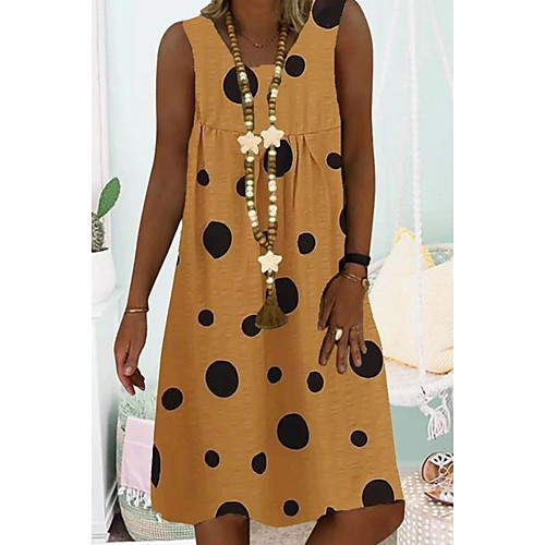 

Women's Shift Dress Knee Length Dress - Sleeveless Polka Dot Summer Casual 2020 Black Red Yellow S M L XL XXL XXXL XXXXL XXXXXL