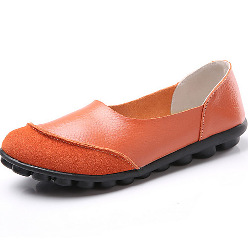 

Women's Loafers & Slip-Ons Spring & Summer Chunky Heel Round Toe Daily Solid Colored Leather Over The Knee Boots Black / Yellow / Fuchsia
