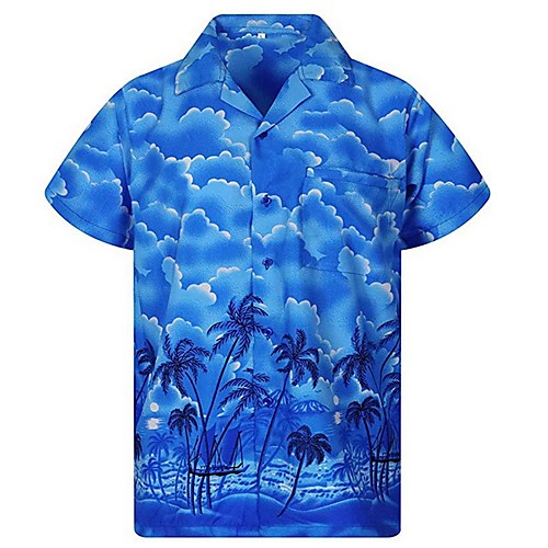 

Men's Scenery Shirt Daily Blue / Yellow / Green / Gray / Short Sleeve