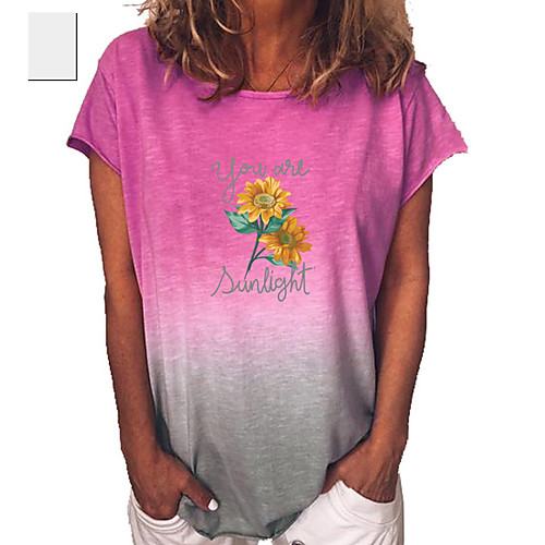 

Women's Floral Color Gradient Sun Flower T-shirt Daily Blue / Purple / Yellow / Fuchsia / Green / Light Green