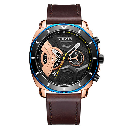 

Men's Dress Watch Japanese Quartz Genuine Leather 30 m Water Resistant / Waterproof Calendar / date / day Day Date Analog Fashion Cool - Black Brown One Year Battery Life