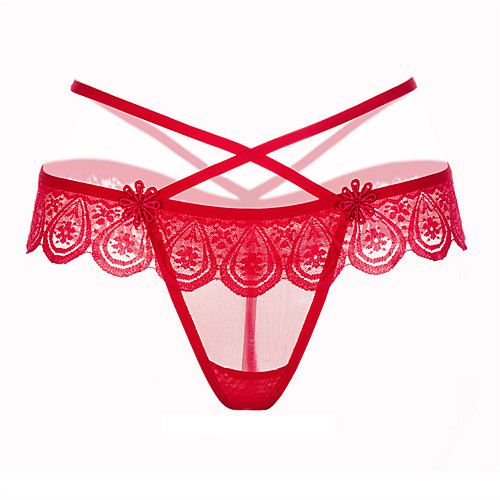 

Women's Lace / Basic G-strings & Thongs Panties - Normal Mid Waist Blushing Pink Fuchsia Red One-Size