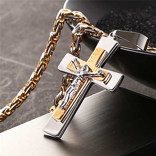 

Men's Necklace Crossover Artistic Classic Titanium Steel Gold 55 cm Necklace Jewelry 1pc For Anniversary Street Festival