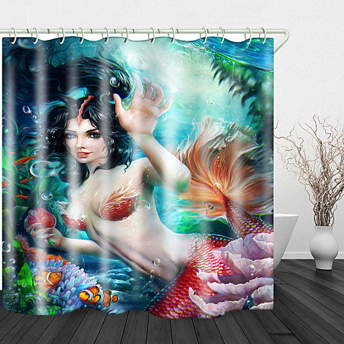

Bathroom Shower Curtains & Hooks Rainbow Neoclassical Polyester Waterproof 72 Inch