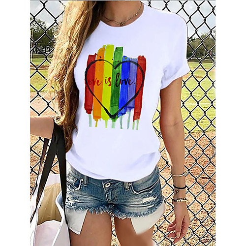 

Women's Rainbow Graphic Pride Day Print T-shirt Basic Casual / Daily White
