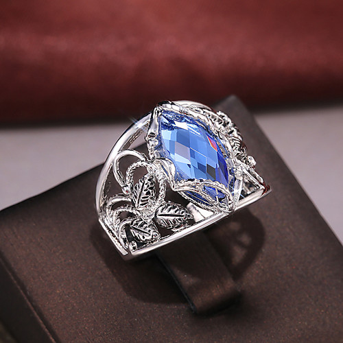 

Women's Ring Belle Ring AAA Cubic Zirconia 1pc Blue Silver-Plated Alloy Irregular Statement Luxury Party Evening Gift Jewelry Geometrical Wearable